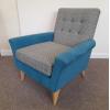 1960's Style Two Tone Blue Fabric Chair